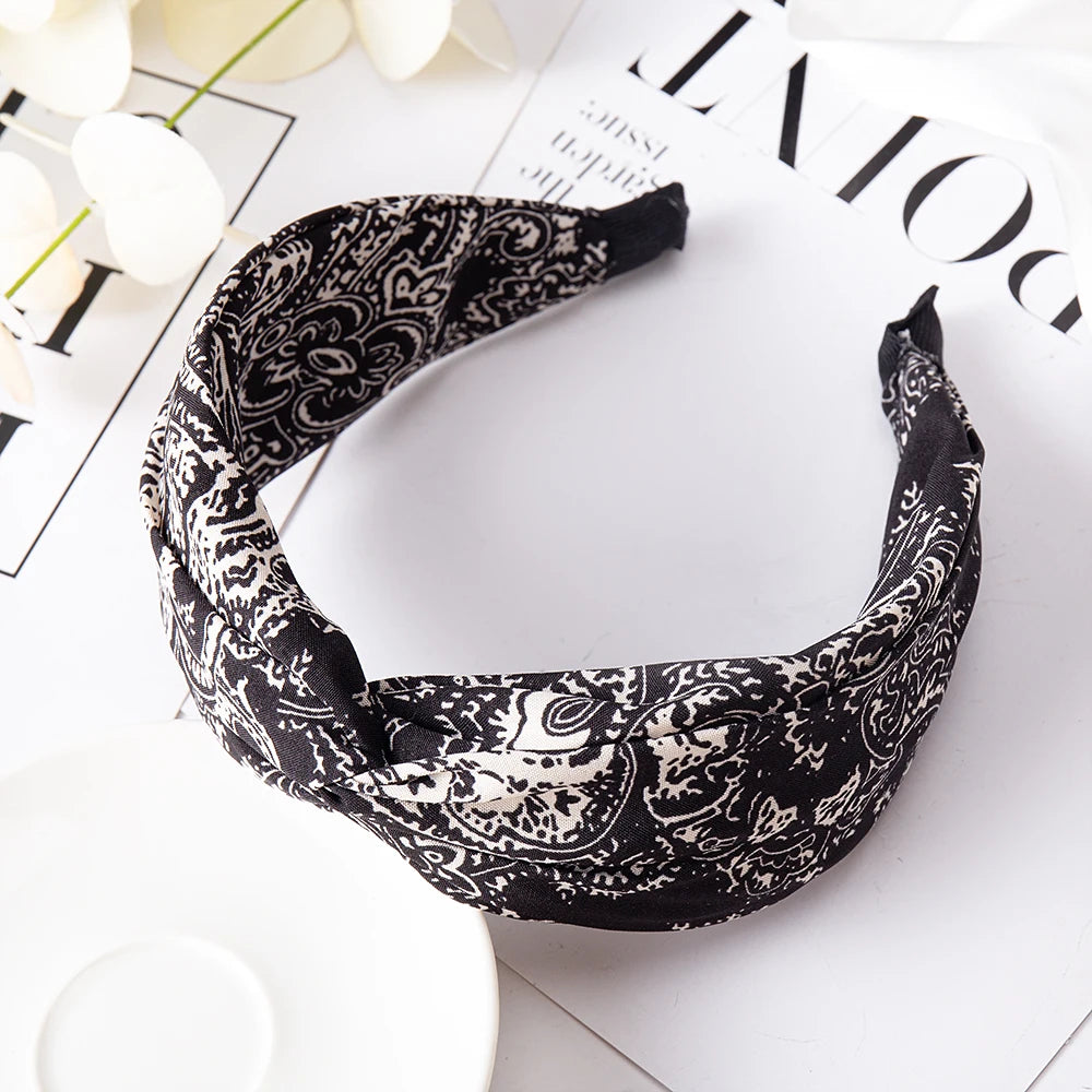 Fashion Leopard Print Headband — Wide Cross Elastic Bow Hairband for Women & Girls Hair Accessories