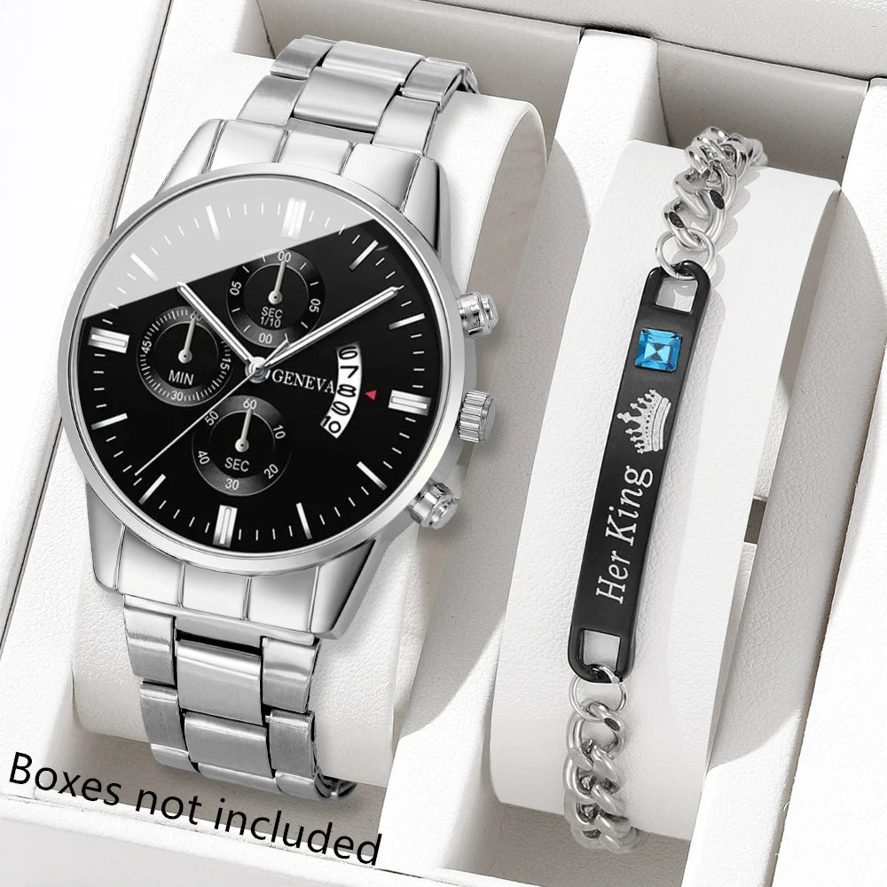 Fashion Men's Stainless Steel Watch – Luxury Quartz Wristwatch with Calendar for Business & Everyday Wear