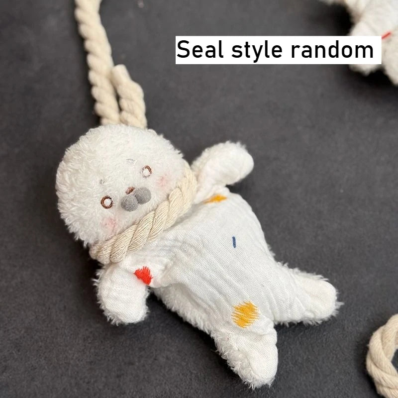 Hanging Rope Bean Bag Animal Toy - Cute Squishy Squeeze Fidget Stuffed Doll