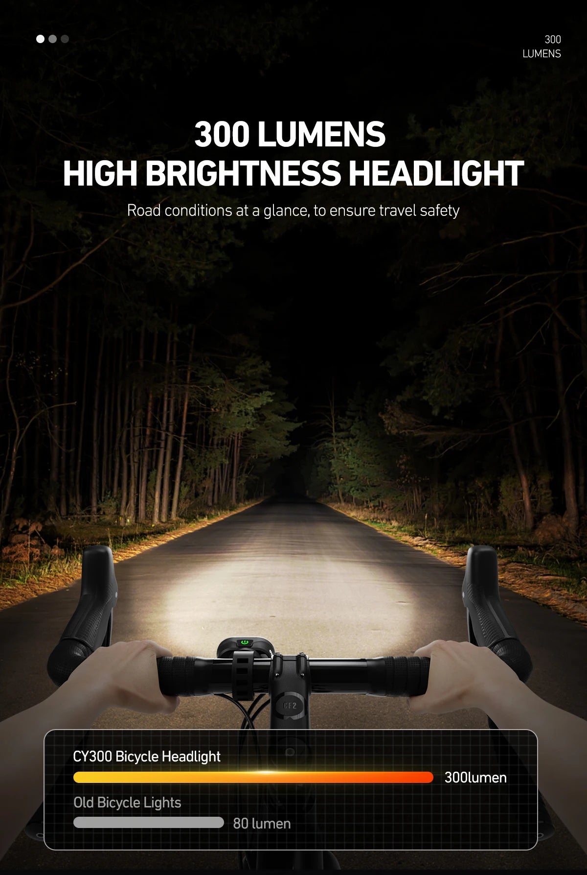 CYCLAMI CY300T Smart Bicycle Brake Sensing Light — Waterproof Front & Rear MTB Road Bike Light Accessory