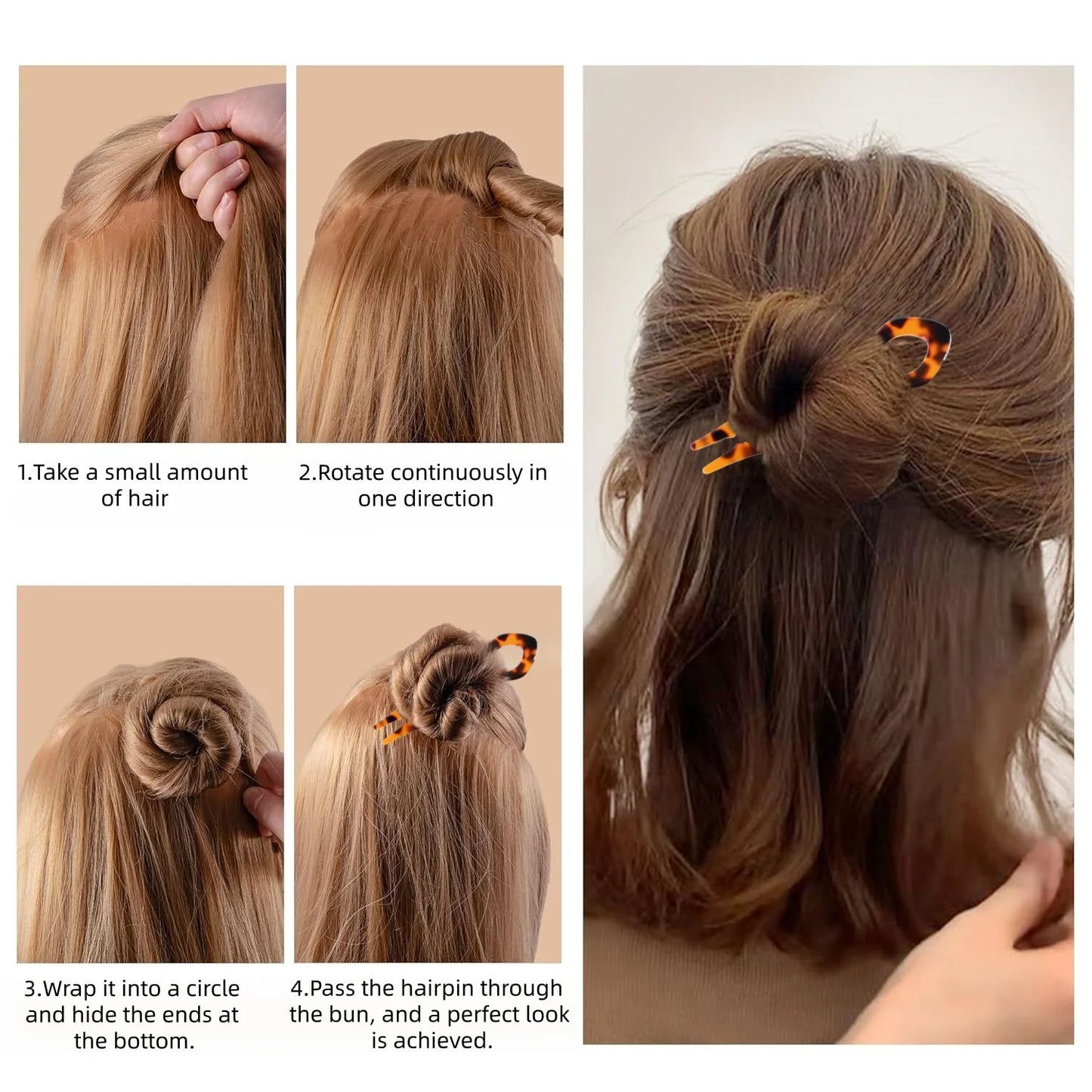 Acrylic Fish Tail U-Shaped Hairpin - French Twist & Lazy Bun Styling Accessory