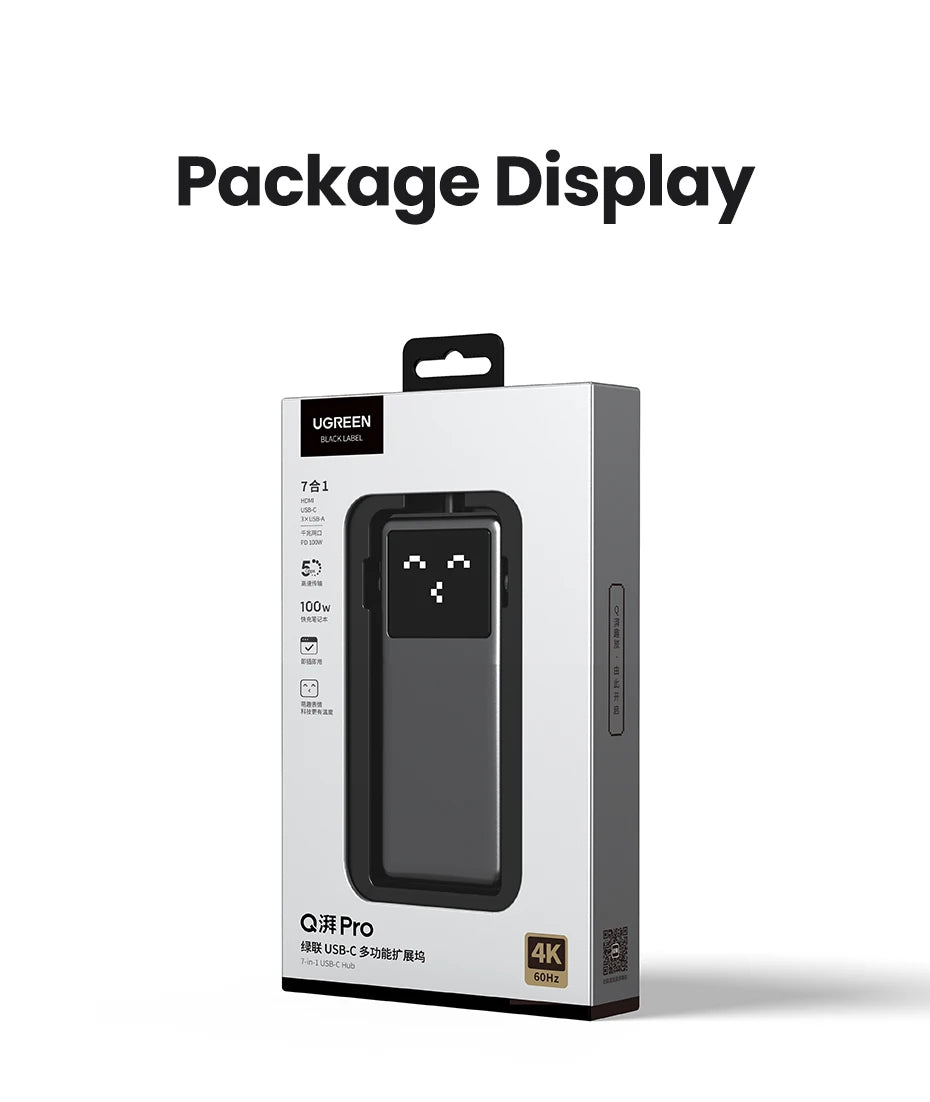 UGREEN 7-in-1 USB-C Hub – 4K HDMI, USB 3.0, RJ45 Gigabit Ethernet Docking Station for MacBook & Laptops