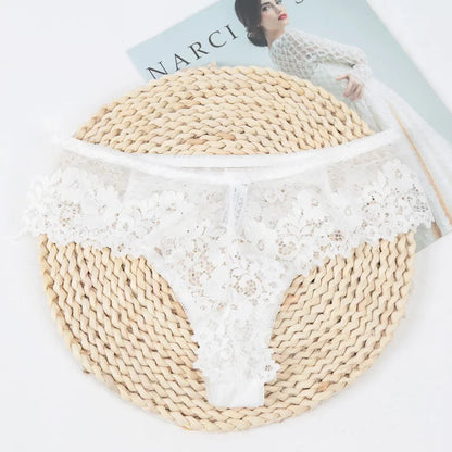 Women’s Black Lace Briefs – Sexy Hollow-Out Floral Low-Waist Panties, Breathable Lingerie Underwear
