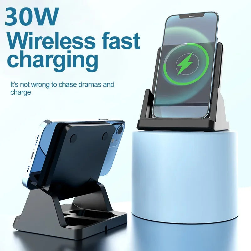 Fast Wireless Charging Pad and Holder – Charging Dock for iPhone 17–11 Series, Samsung Galaxy, and Xiaomi Devices