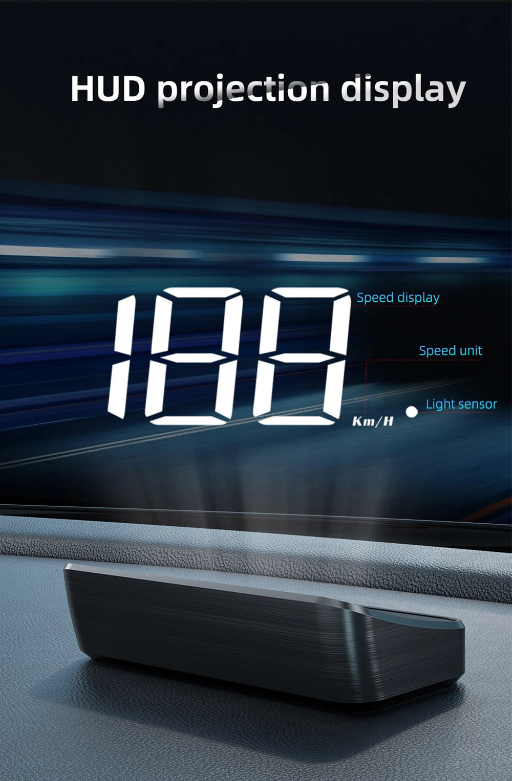 M2 Head-Up Display Digital Speedometer GPS HUD – Plug & Play Windshield Projector with Large KMH Font for All Cars
