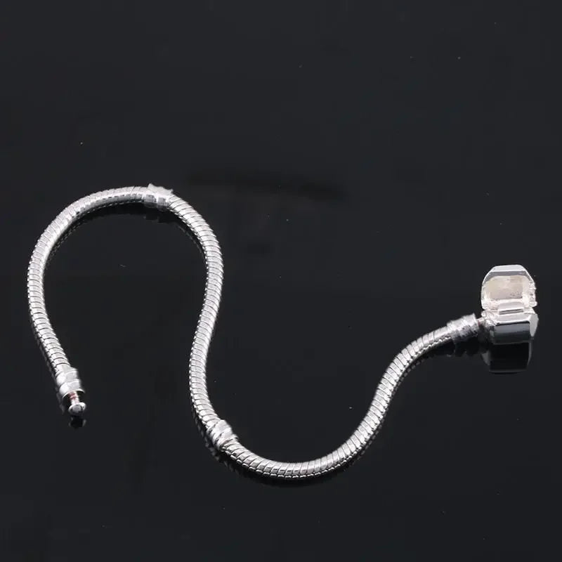 925 Sterling Silver Snake Bone Charm Bracelet – Fine Jewelry Bangle for Women & Men, Party & DIY Accessories