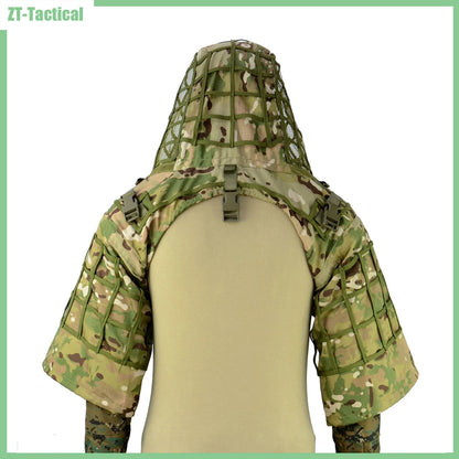 Ghillie Suit Tactical Sniper Coat – Viper Hood Camouflage Clothing for Airsoft, Paintball & Hunting, Ripstop Fabric