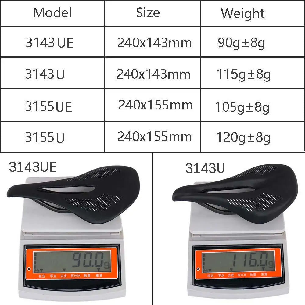 Elitaone MTB Carbon Saddle — 240x143mm Road Bike Seat | Super Light 90g UD Bare Carbon Finish