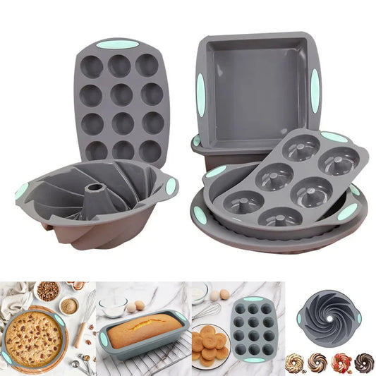 3D Silicone Bread and Muffin Mold Set - Heat Resistant, Non-Stick Kitchen Bakeware for Cakes and Pastries