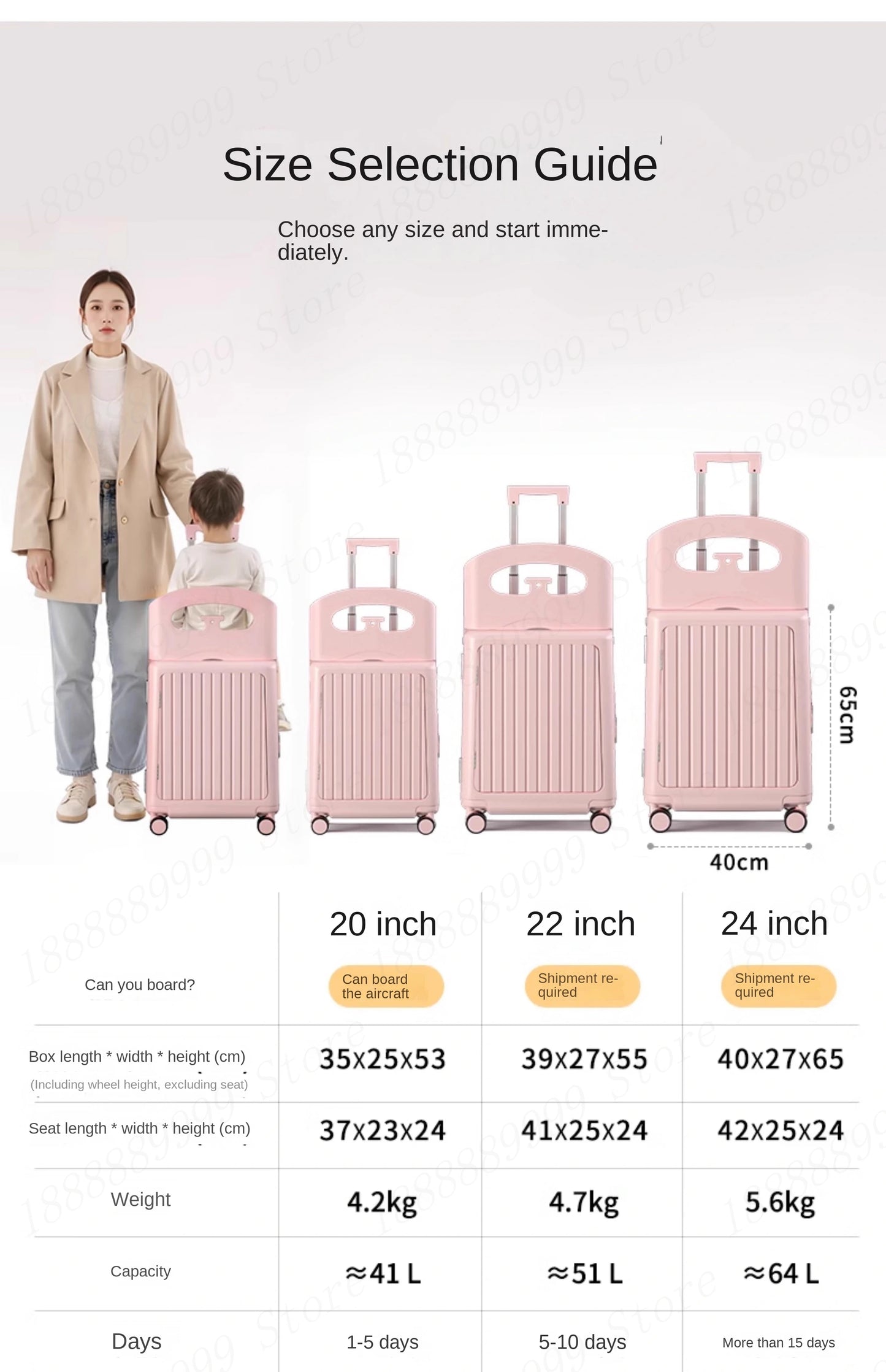 2025 Kids Suitcase with Seat & Charging Port – Baby Boarding Trolley Luggage with Safety Belts & Side Opening, 20/22/24 inch