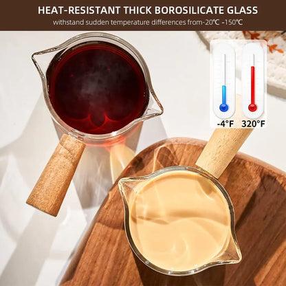 75ml Heat-Resistant Glass Espresso Measuring Cup - Double/Single Mouth Milk Jug with Handle - Glass Scale Measure Mug