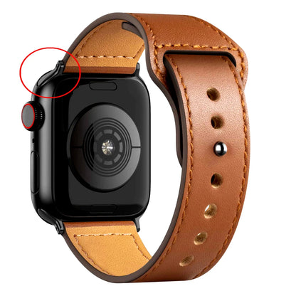 Leather Band for Apple Watch Ultra 2 – Compatible 49mm/45mm/44mm/41mm/40mm/38mm, Wrist Bracelet Strap for iWatch Series 3–9, SE, 4, 5, 6, 7, 8 & 9