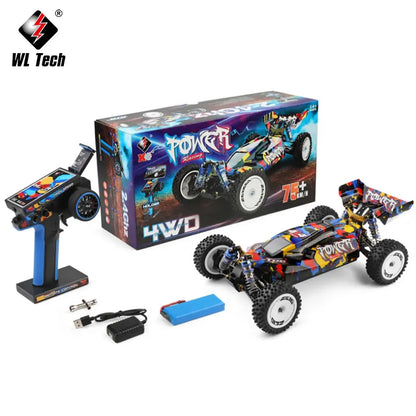 New WLtoys 124007 1/12 Brushless RC Car — 4WD 75KM/H Off-Road Drift with 2.4G One-Hand Remote, Racing Toy for Kids & Boys Gift