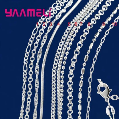 925 Sterling Silver Link Chain Necklace – 100% Authentic Genuine Jewelry with Lobster Clasp for Men & Women, 16–30 Inch, 10 Designs