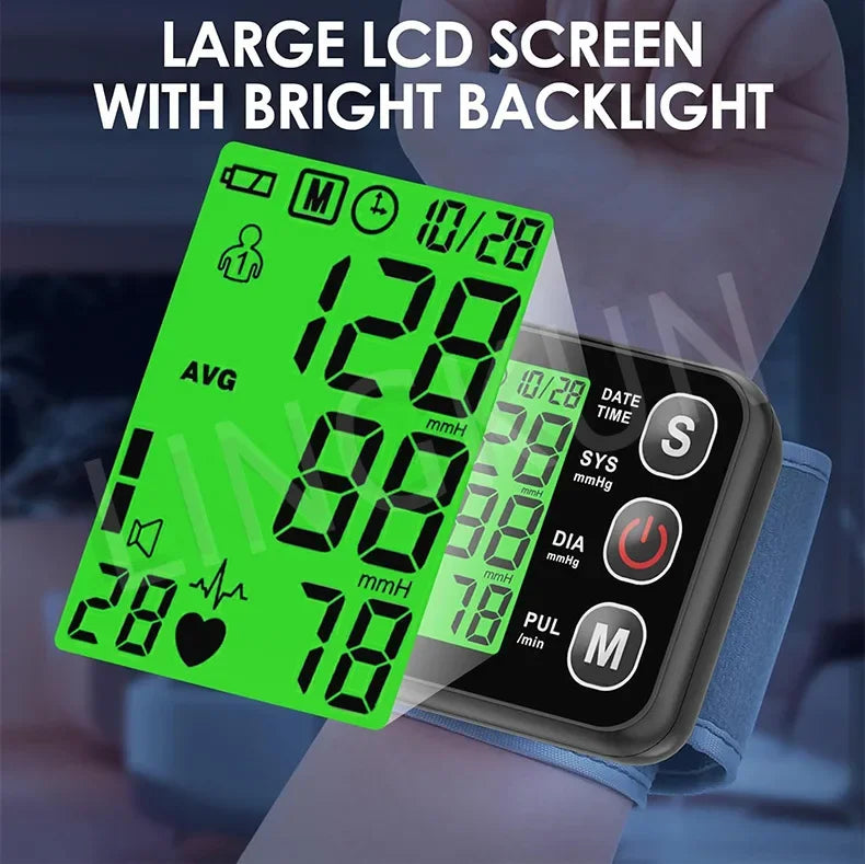 English Voice Digital Wrist Blood Pressure Monitor – High-Accuracy Electronic Sphygmomanometer Tonometer