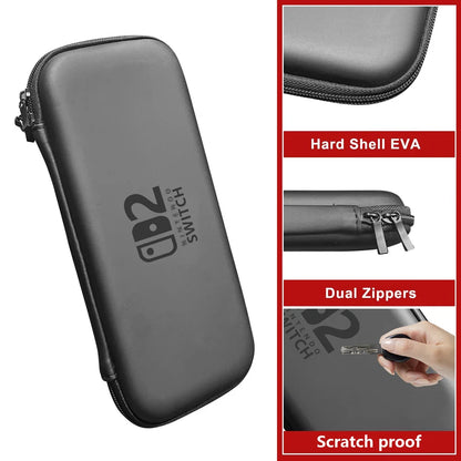 Slim Waterproof EVA Hard Shell Travel Carrying Case for 2025 Switch 2 Accessories – Protective Storage Hand Bag