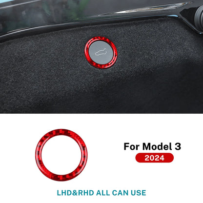 Soft Carbon Fiber Sticker — Interior Trim for Tesla Model 3 Highland 2024 & Model Y 2025, Car Trunk Switch Button Accessory