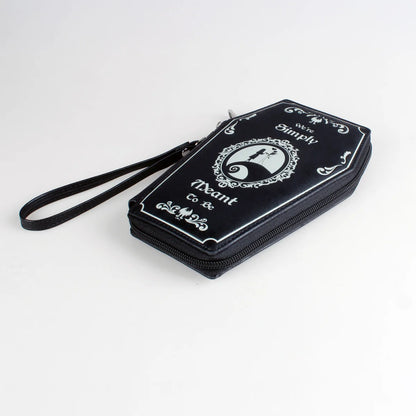Gothic Coffin Coin Purse - Halloween Pattern PU Leather Zipper Wallet Clutch
