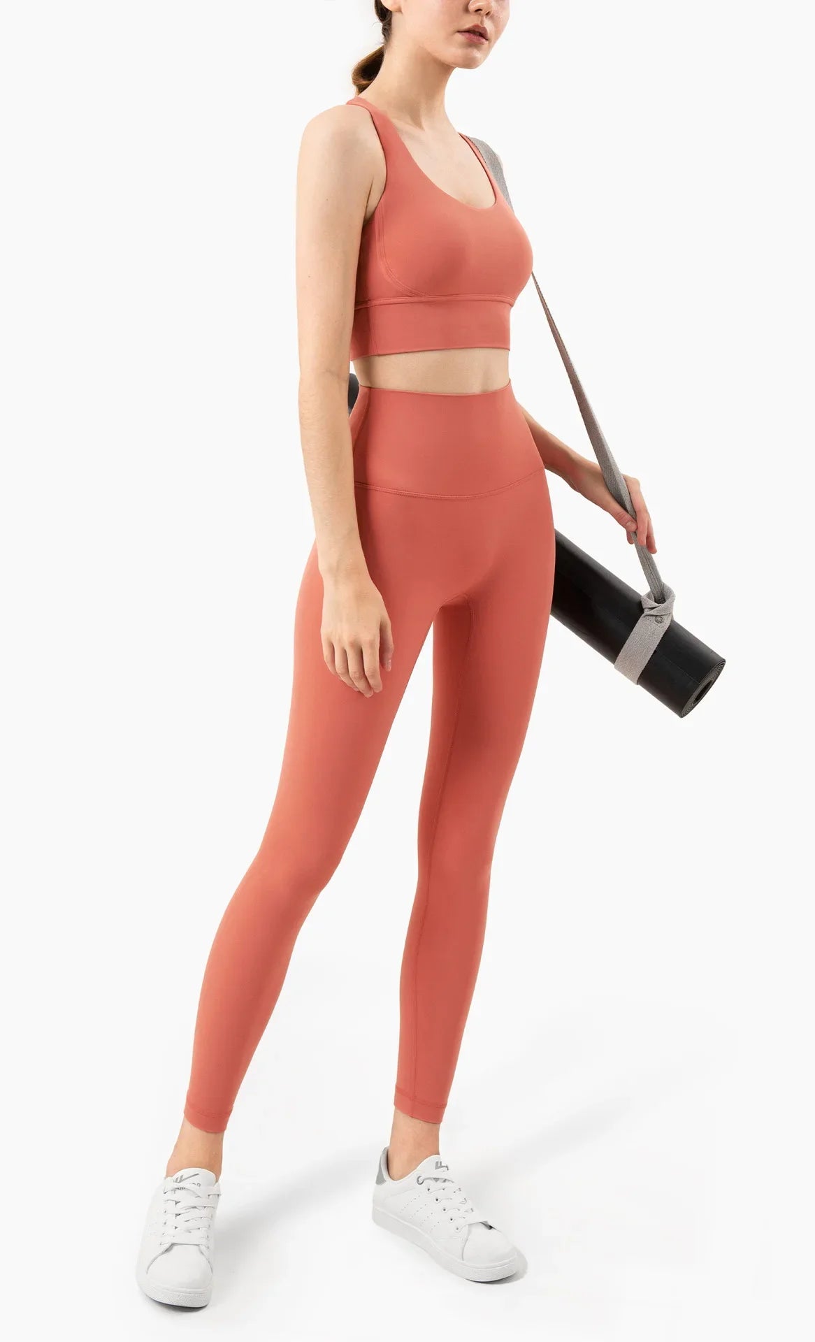 Summer 2 Piece Women's Yoga Tracksuit - Cross-Back Nylon Top and Leggings Athletic Set for Pilates and Fitness