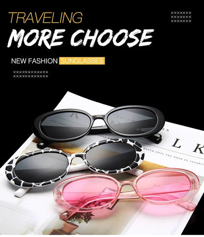 Vintage Small Oval Sunglasses for Women – Luxury Brand Designer Retro Black & Red UV400 Eyewear