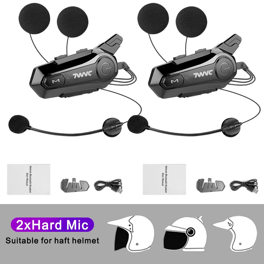 1/2 X1 Bluetooth Motorcycle Helmet Intercom Headset – 1000M Wireless Intercom for 2 Riders, Hands-Free Moto Interphone Call