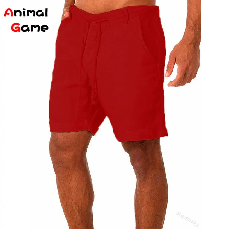 Men's Summer Linen Cotton Shorts - Loose Solid Cargo Beach & Casual Leisure Shorts