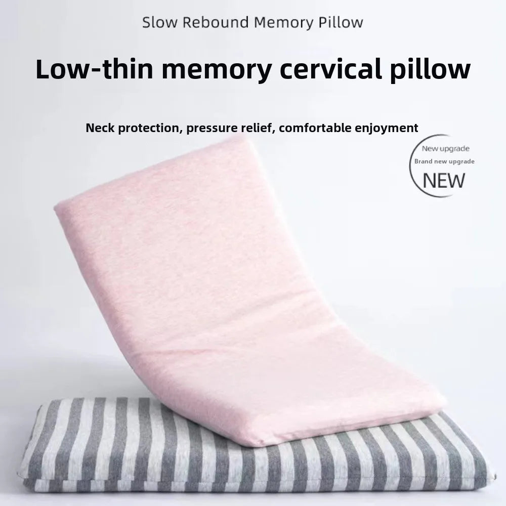 Ultra-Thin Memory Foam Pillow – Soft Cervical Neck Support for Pain Relief & Sleep Posture Correction