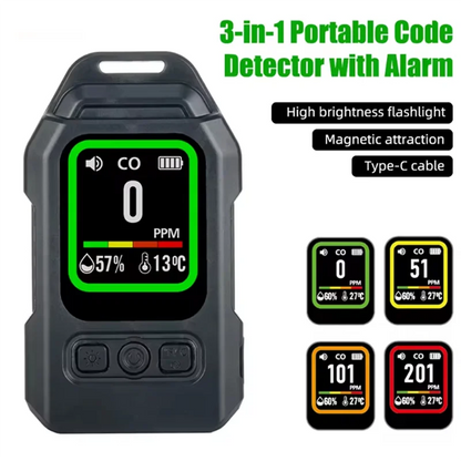 ABLK Portable Carbon Monoxide Detector - CO Concentration Alarm with Temperature & Humidity Monitor for Home & Indoor Use
