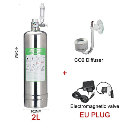 Aquarium CO2 Generator System Kit – Stainless Steel CO2 Cylinder & Carbon Dioxide Reactor for Plants & Fish