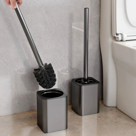 Luxury Metal Toilet Brush - Wall Mounted Holder with No Dead Angle Cleaning Tool for Modern Bathroom