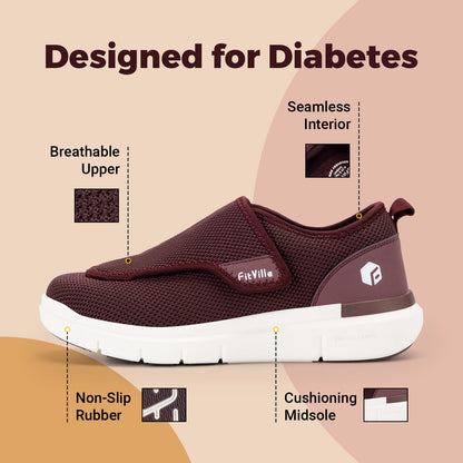FitVille Extra Wide Women’s Diabetic Walking Shoes – Adjustable Orthopedic Shoes for Swollen Feet, Elderly & Foot Pain Relief