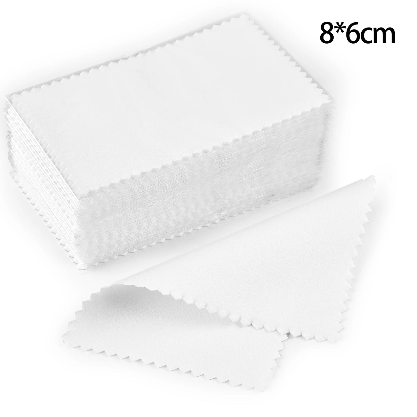 50pcs Silver Polishing Cloths 10x6.5cm & 8x8cm – Soft Cleaning Wipes for Necklaces, Rings & Jewelry Care