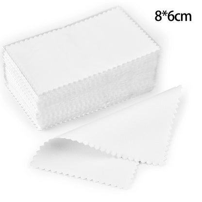 50pcs Silver Polishing Cloths – Soft Cleaning Wipes for Necklaces, Rings & Jewelry Care (10x6.5cm & 8x8cm)