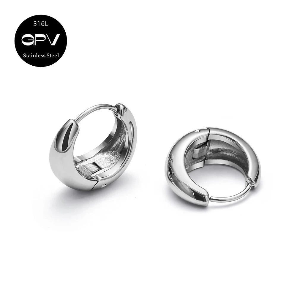 2PCS 316L Stainless Steel Earrings – Niche Design Perforated Luxury Jewelry for Women
