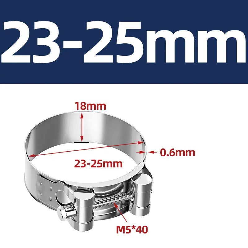304 Stainless Steel Hose Clamp – Heavy Duty Adjustable Clip for Air, Water, Fuel Pipes & Motorcycle Exhaust Muffler Repair Tool