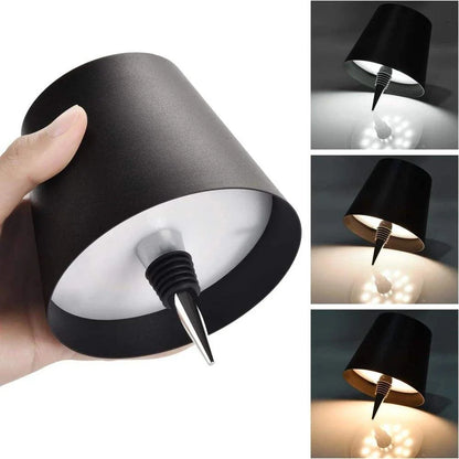 USB Rechargeable Bottle Table Lamp – Touch Control Night Light with 3-Color Stepless Dimming for Bar & Desk