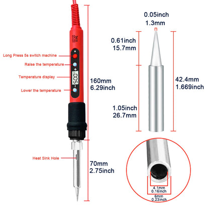 Digital 80W Soldering Iron Kit – Adjustable Temperature with LCD, Ceramic Heater & Soldering Tips