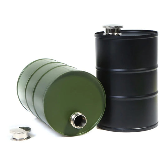 25oz Stainless Steel Water Bottle - Oil Drum Shape Whisky Flagon, Portable Hip Flask for Outdoor Use