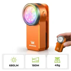 Wurkkos HD03 680LM Mini Clip Light - USB-C Rechargeable EDC Flashlight with RGB, Magnet & Spotlight/Floodlight