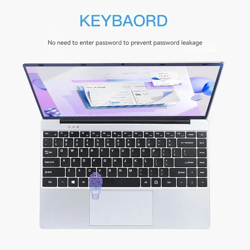 FIREBAT A14 Laptop — 14.1" FHD Intel N5095, 16GB RAM, 512GB/1TB SSD, Lightweight Business Notebook with Fingerprint