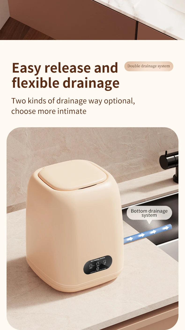 Small Fully Automatic Washing Machine – Mini Washer with Spin Dryer for Underwear & Children's Clothes, 220V