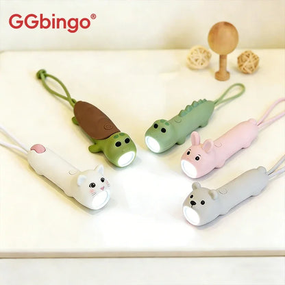 GGbingo Cute Silicone LED Flashlight – USB Rechargeable Bear and Rabbit Torch for Kids, Home, and Outdoor Use