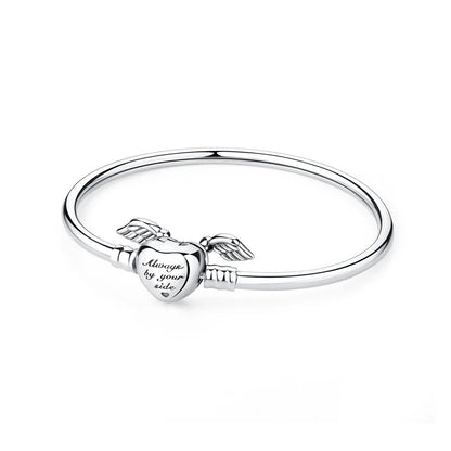 925 Sterling Silver Love Heart Charm Bracelet – Rose Gold Snake Chain Bangle for Women | DIY Luxury Bead Jewelry Accessories