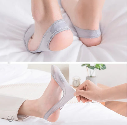 3 Pairs Women's Invisible Non-Slip Boat Socks – Ice Silk, Half-Palm, High Heel Liner Socks for Summer