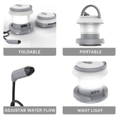 WOWER Portable Foldable Bidet – 1L Travel Toilet Sprayer with Light for Camping & Hiking