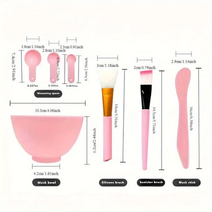 DIY Face Mask Mixing Tools - 7-Piece Facial Applicator Spatula Bowl & Spoon Set