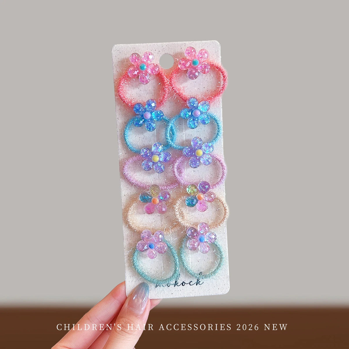 10PCS Ocean-Themed Baby Girl Hair Ties - High-Elasticity Korean-Style Star and Heart Hair Bands for Toddlers, Gentle Everyday Wear