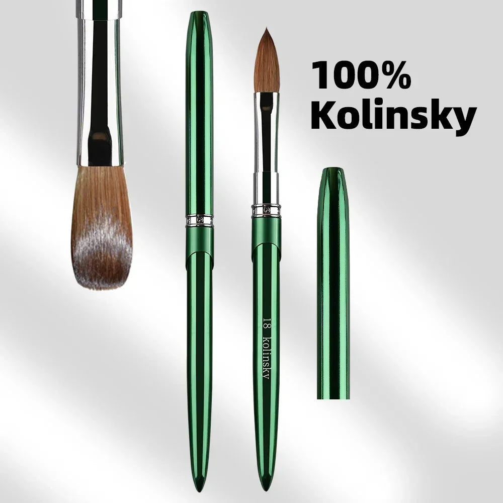 Kolinsky Acrylic Nail Brush — 100% Pure Metal Handle, Sizes 2-18 High-Quality Nail Tool
