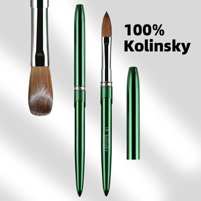 Kolinsky Acrylic Nail Brush — 100% Pure Metal Handle, Sizes 2-18 High-Quality Nail Tool