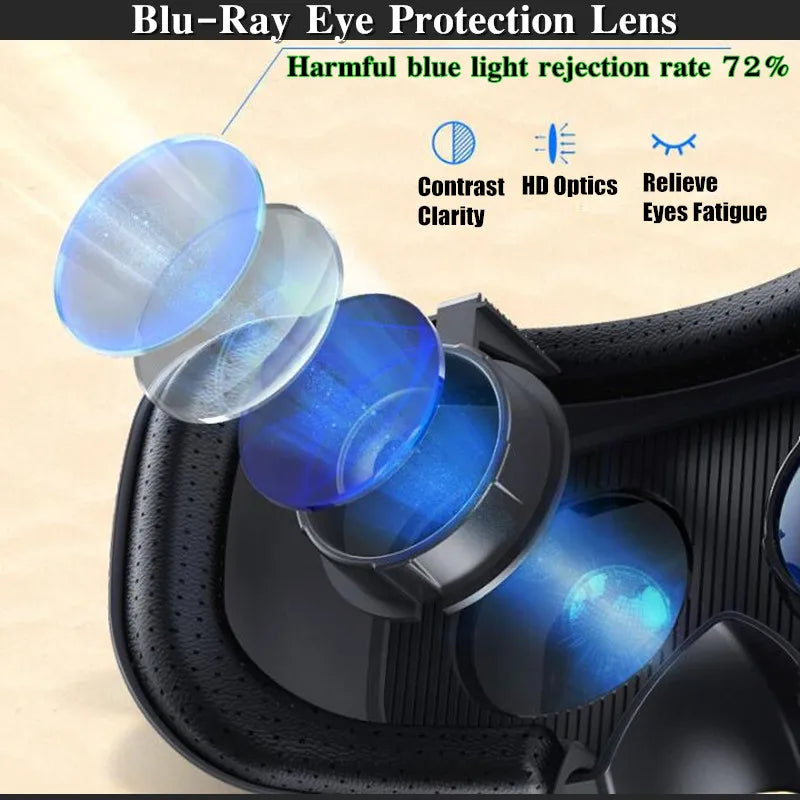 Blu-Ray VR Glasses – HD IMAX 3D Virtual Reality Headset with Huge Screen, Google Cardboard, Phone & Game Joystick Support